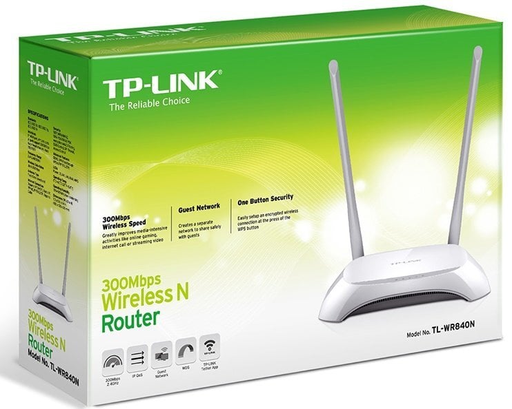 Maršrutizatorius TP-LINK TL-WR840N, 4xUTP, WLAN 802.11b/g/n, 300 Mbps цена и информация | Maršrutizatoriai (routeriai) | pigu.lt