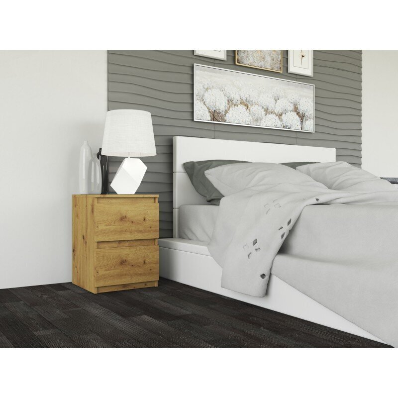 Naktinė spintelė Malwa M2, šviesiai ruda kaina ir informacija | Spintelės prie lovos | pigu.lt