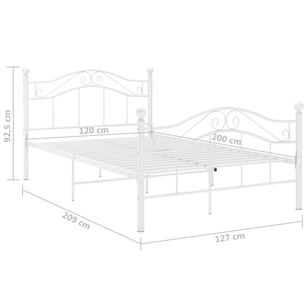 Lovos rėmas vidaXL, baltos spalvos, 120x200cm, metalas цена и информация | Lovos | pigu.lt