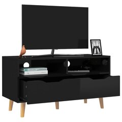 Televizoriaus spintelė, juoda, 90x40x48,5cm, MDP, blizgi kaina ir informacija | TV staliukai | pigu.lt