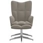 Poilsio kėdė su pakoja, šviesiai pilkos spalvos, aksomas kaina ir informacija | Svetainės foteliai | pigu.lt