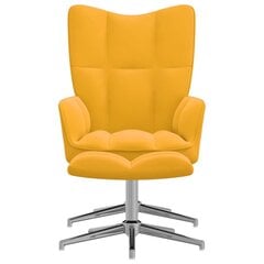 Poilsio kėdė su pakoja, garstyčių geltonos spalvos, aksomas цена и информация | Кресла в гостиную | pigu.lt
