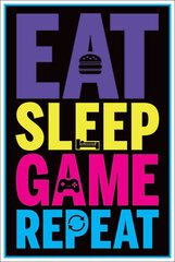 Eat, Sleep, Game, Repeat - плакат 61x91,5 cm цена и информация | Репродукции, картины | pigu.lt