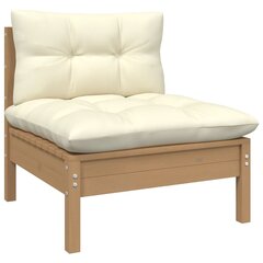 Vidurinė sodo sofos dalis su pagalvėlėmis, medaus ruda, pušis kaina ir informacija | Lauko kėdės, foteliai, pufai | pigu.lt