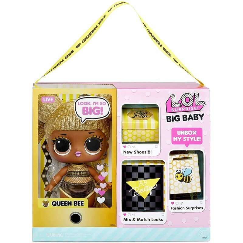 Lėlė LOL Surprise! Big Baby Queen Bee (28 cm) kaina ir informacija | Žaislai mergaitėms | pigu.lt