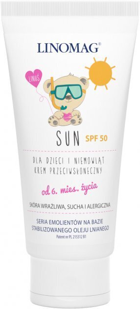 Kremas nuo saulės vaikams ir kūdkiams Linomag Sun Sunscreen SPF 50, 50ml kaina ir informacija | Kosmetika vaikams ir mamoms | pigu.lt