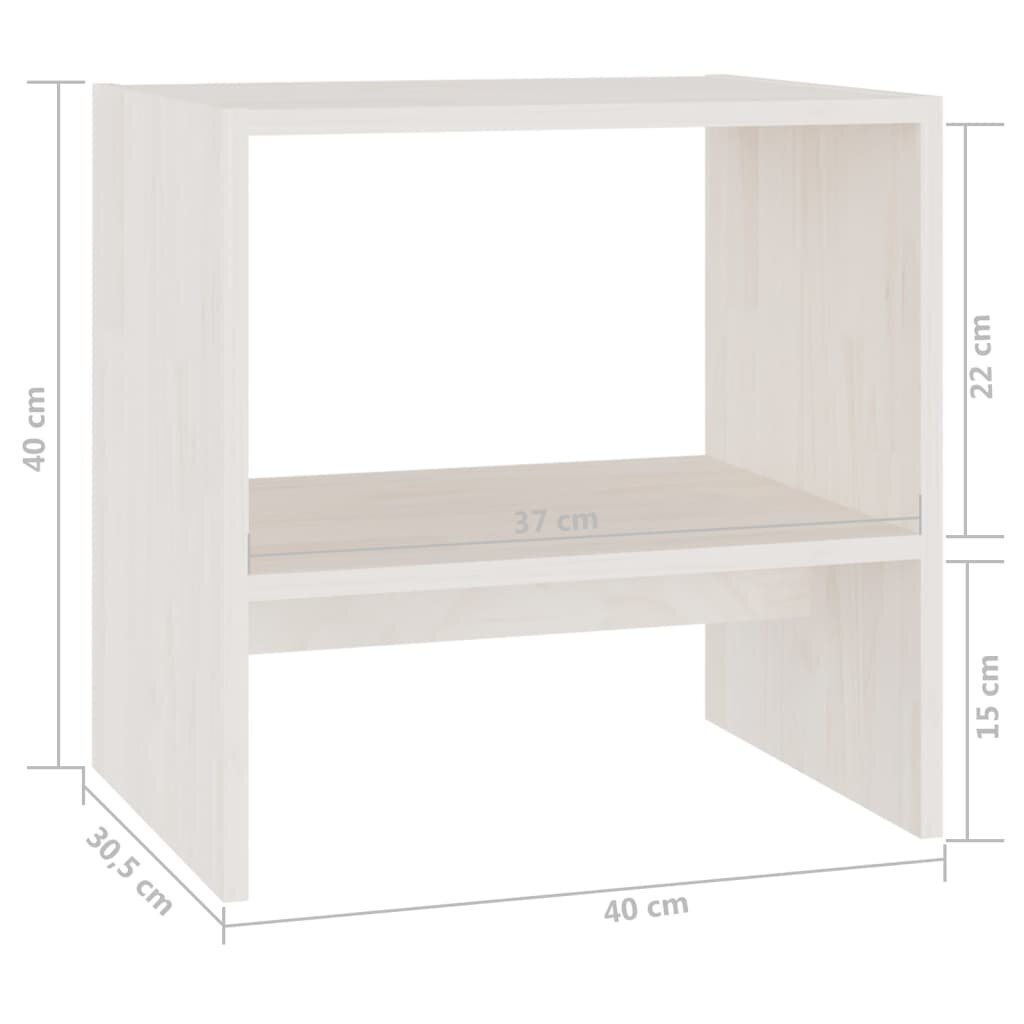 Naktinė spintelė, balta, 40x30,5x40cm, pušies medienos masyvas цена и информация | Spintelės prie lovos | pigu.lt