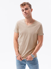 Мужская хлопковая футболка Ombre S1369, бежевая цена и информация | Мужские футболки | pigu.lt