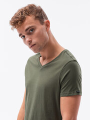 Мужская хлопковая футболка Ombre S1369, темно-зеленая цена и информация | Мужские футболки | pigu.lt