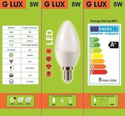 LED lemputės G.LUX GR-LED-C37-8W 3000K, 10 vnt pakuotė kaina ir informacija | Elektros lemputės | pigu.lt