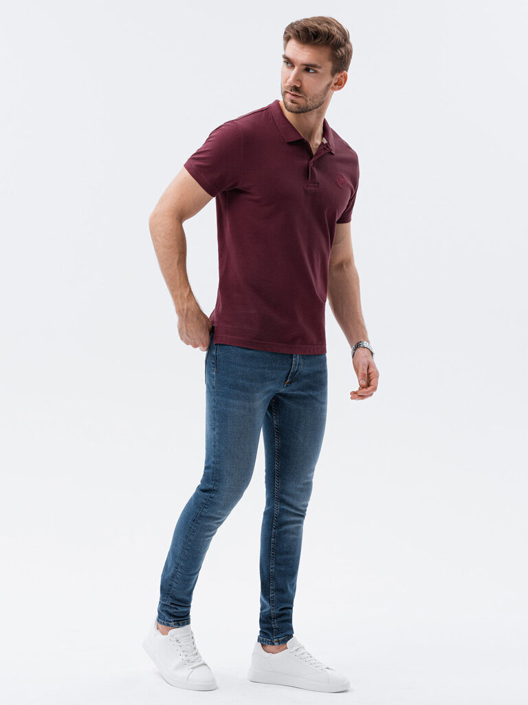 Vyriški polo marškinėliai Ombre S1374 bordo spalvos kaina ir informacija | Vyriški marškinėliai | pigu.lt