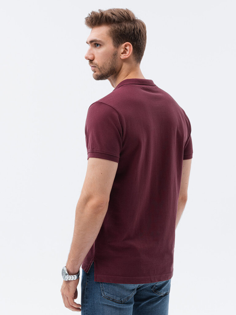 Vyriški polo marškinėliai Ombre S1374 bordo spalvos kaina ir informacija | Vyriški marškinėliai | pigu.lt