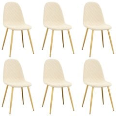 vidaXL Valgomojo kėdės, 6vnt., kreminės baltos spalvos, aksomas  kaina ir informacija | Virtuvės ir valgomojo kėdės | pigu.lt
