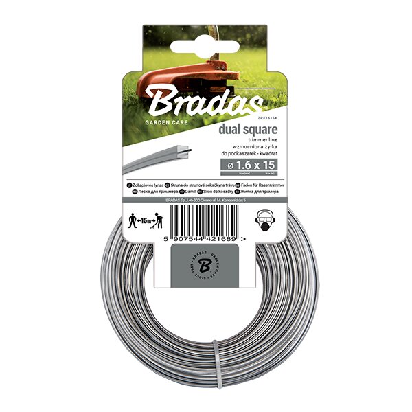 Trimerio valas Bradas RIPPER DUAL Square, 2,4mm x 50m kaina ir informacija | Sodo technikos dalys | pigu.lt