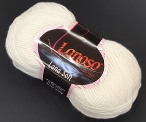 Mezgimo siūlai Lanoso Lana Soft,100g, spalva balta 13455 kaina ir informacija | Mezgimui | pigu.lt