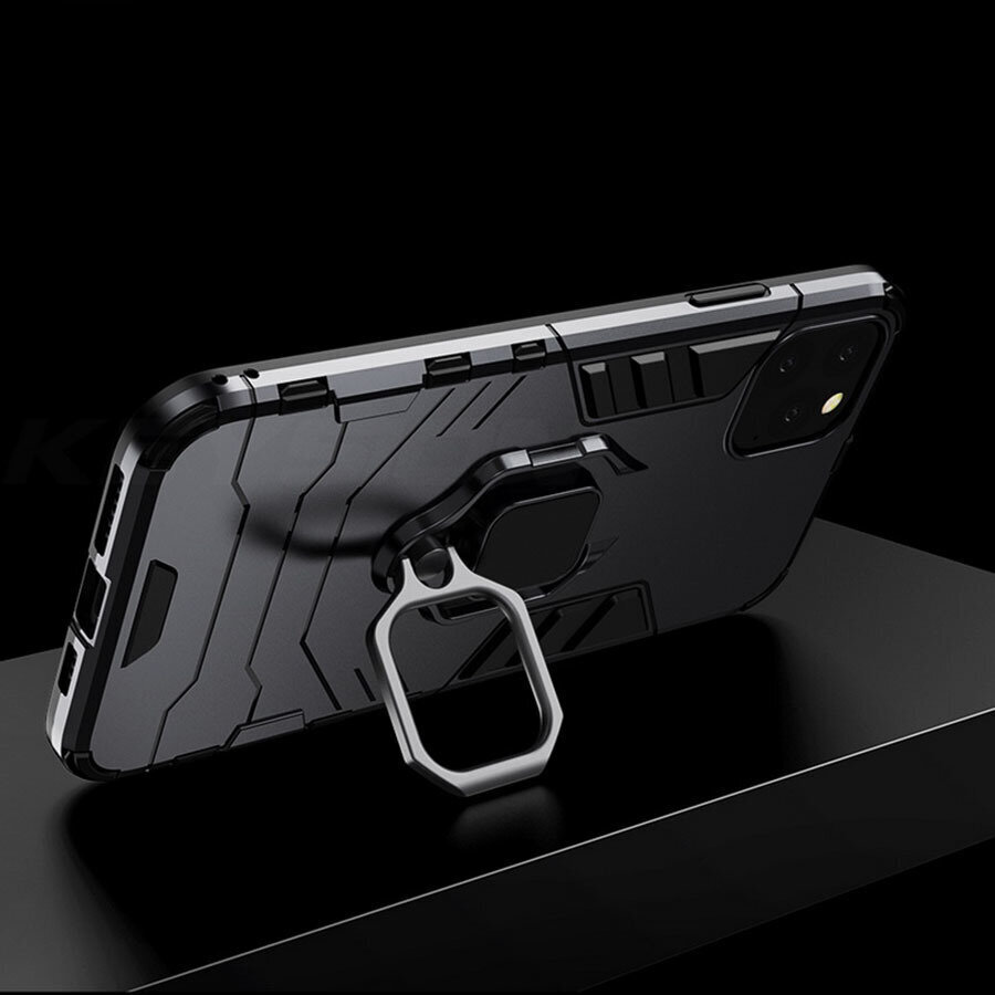 Dėklas telefonui Ring Armor skirtas Xiaomi Redmi 9C, juodas kaina ir informacija | Telefono dėklai | pigu.lt