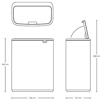 Brabantia šiukšliadėžė Bo Touch Bin, 60 l, pilka kaina ir informacija | Šiukšliadėžės | pigu.lt