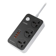 Ldnio Power Socket / сетевой фильтр / удлинитель с розетками 3x USB A Q.C 3.0, 1x USB C PD, 3A, 3x250V 10A 2500W цена и информация | Удлинители | pigu.lt