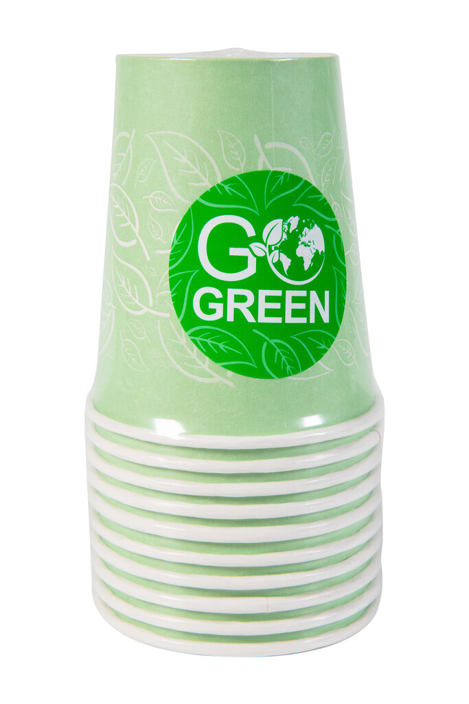 Ekologiškos stiklinės Go Green, 250 ml, 10 vnt. цена и информация | Vienkartiniai indai šventėms | pigu.lt