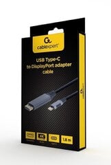 Gembird USB Type-C/DisplayPort, 1.8m kaina ir informacija | Kabeliai ir laidai | pigu.lt