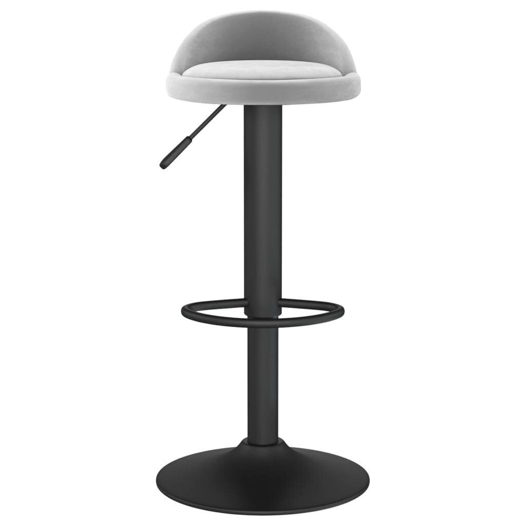 Baro taburetės, 2 vnt., šviesiai pilkos spalvos, aksomas kaina ir informacija | Virtuvės ir valgomojo kėdės | pigu.lt