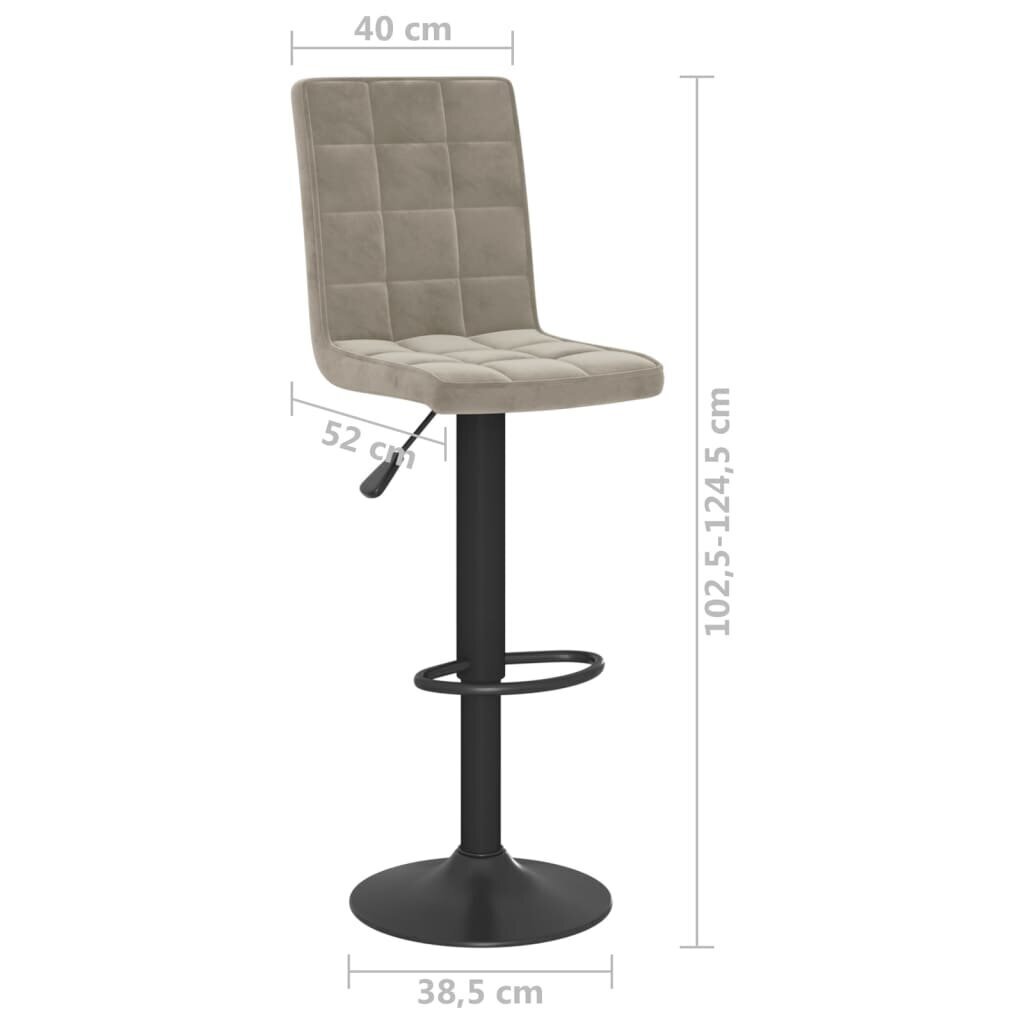 Baro taburetės, 2vnt., šviesiai pilkos spalvos, aksomas kaina ir informacija | Virtuvės ir valgomojo kėdės | pigu.lt