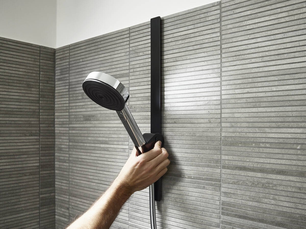 Reguliuojamas rankinio dušo laikiklis Hansgrohe WallStoris, matinis juodas kaina ir informacija | Maišytuvų ir dušų priedai | pigu.lt