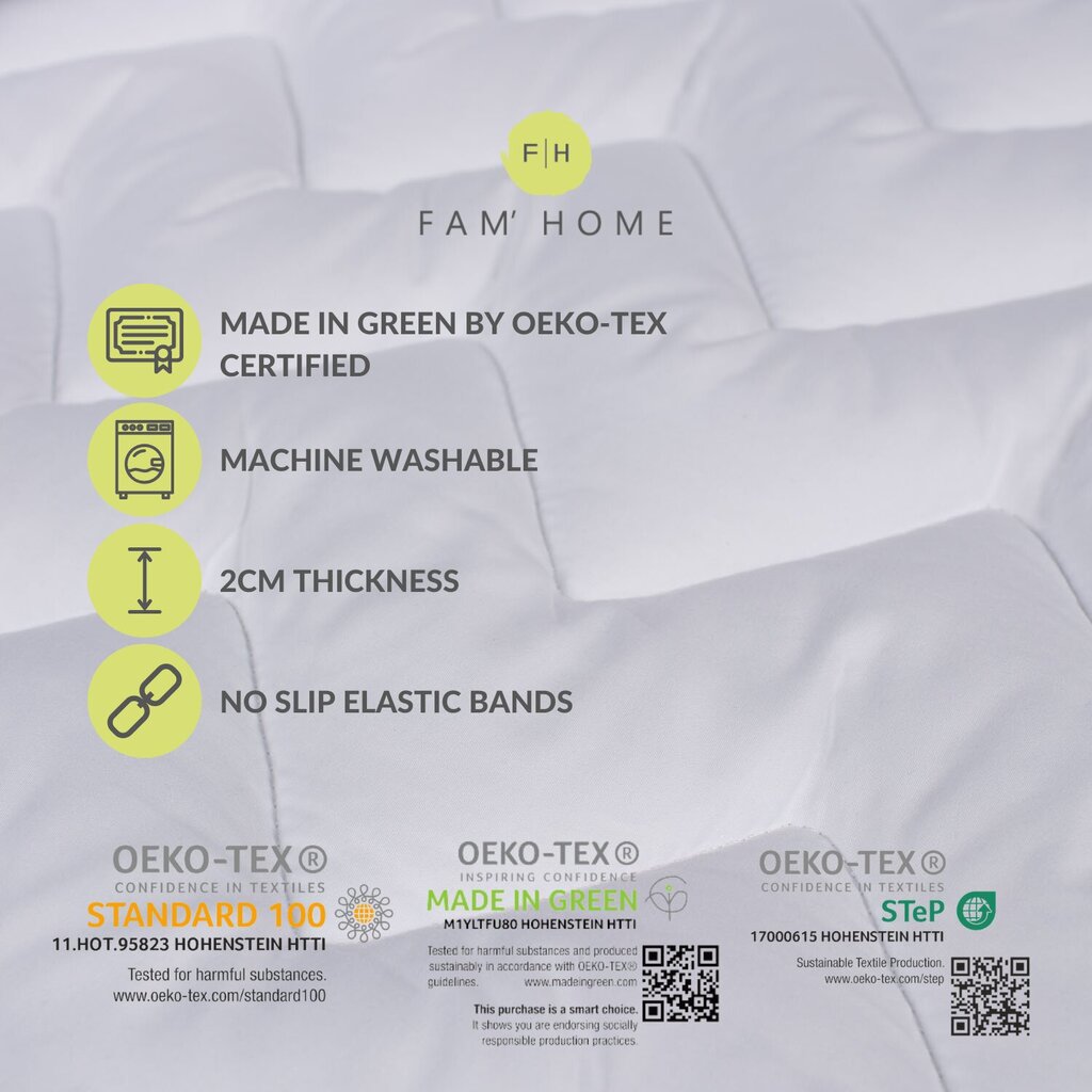 Fam‘ Home čiužinio apsauga, 90x200 cm kaina ir informacija | Paklodės | pigu.lt