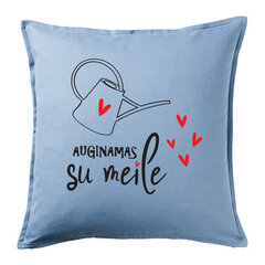 Orignali vaikiška pagalvėlė „Auginamas su meile“, šviesiai mėlyna 50 x 50 cm kaina ir informacija | Dekoratyvinės pagalvėlės ir užvalkalai | pigu.lt