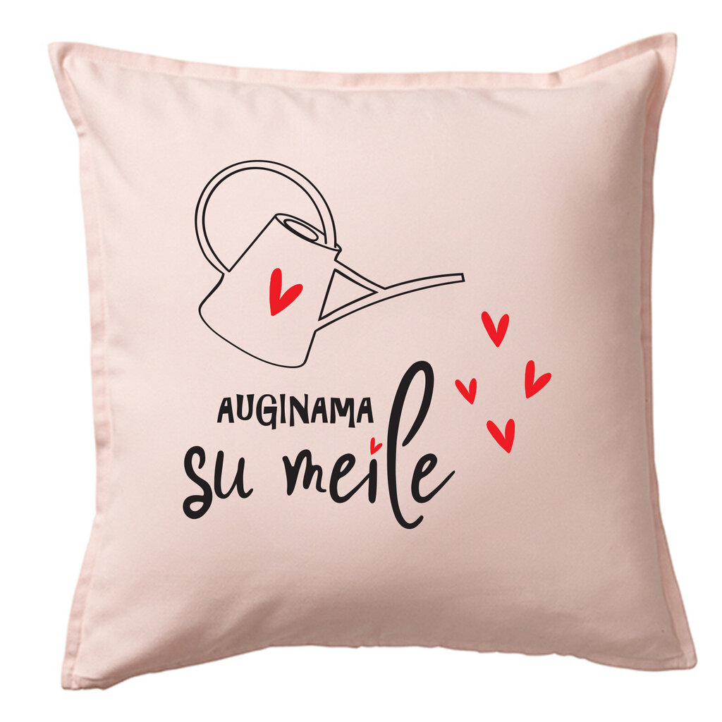 Originali vaikiška pagalvėlė „Auginama su meile“, rožinė 50 x 50 cm kaina ir informacija | Dekoratyvinės pagalvėlės ir užvalkalai | pigu.lt