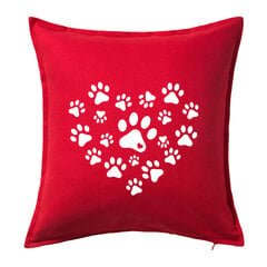 Originali dekoratyvinė pagalvė „Letenėlės meilė“, raudona 50 x 50 cm kaina ir informacija | Dekoratyvinės pagalvėlės ir užvalkalai | pigu.lt