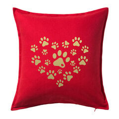 Originali dekoratyvinė pagalvėlė „Letenėlės meilė“, raudona 50 x 50 cm kaina ir informacija | Dekoratyvinės pagalvėlės ir užvalkalai | pigu.lt