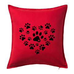 Dekoratyvinė pagalvėlė „Letenėlės meilė“, raudona 50 x 50 cm kaina ir informacija | Dekoratyvinės pagalvėlės ir užvalkalai | pigu.lt