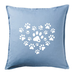 Originali dekoratyvinė pagalvė „Letenėlės meilė“, mėlyna, 50 x 50 cm kaina ir informacija | Dekoratyvinės pagalvėlės ir užvalkalai | pigu.lt