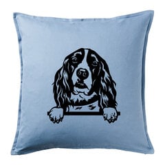 Originali dekoratyvinė pagalvė „Anglų springerspanielis“, mėlyna, 50 x 50 cm kaina ir informacija | Dekoratyvinės pagalvėlės ir užvalkalai | pigu.lt