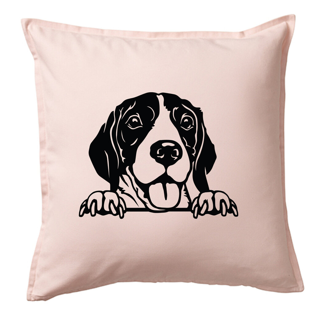 Originali dekoratyvinė pagalvė „Biglis“, rožinė 50 x 50 cm kaina ir informacija | Dekoratyvinės pagalvėlės ir užvalkalai | pigu.lt