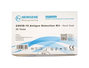 Экспресс-тест на антиген / тест на коронавирус / экспресс-тест COVID-19 NEWGENE SARS-CoV-2 (через нос) Имеет CE сертификат, 25 шт. цена и информация | Экспресс-тесты на COVID-19 | pigu.lt
