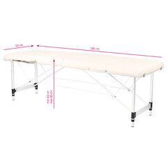 Складной массажный стол алюминиевый Comfort Activ Fizjo 2 сегмента кремовый цена и информация | Аксессуары для массажа | pigu.lt