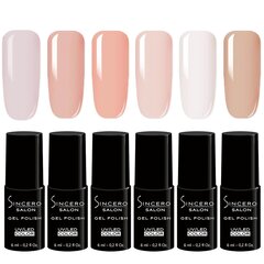 Gelinio nagų lako rinkinys Sincero Salon Totally Nude, 6 vnt. x 6 ml kaina ir informacija | Nagų lakai, stiprintojai | pigu.lt