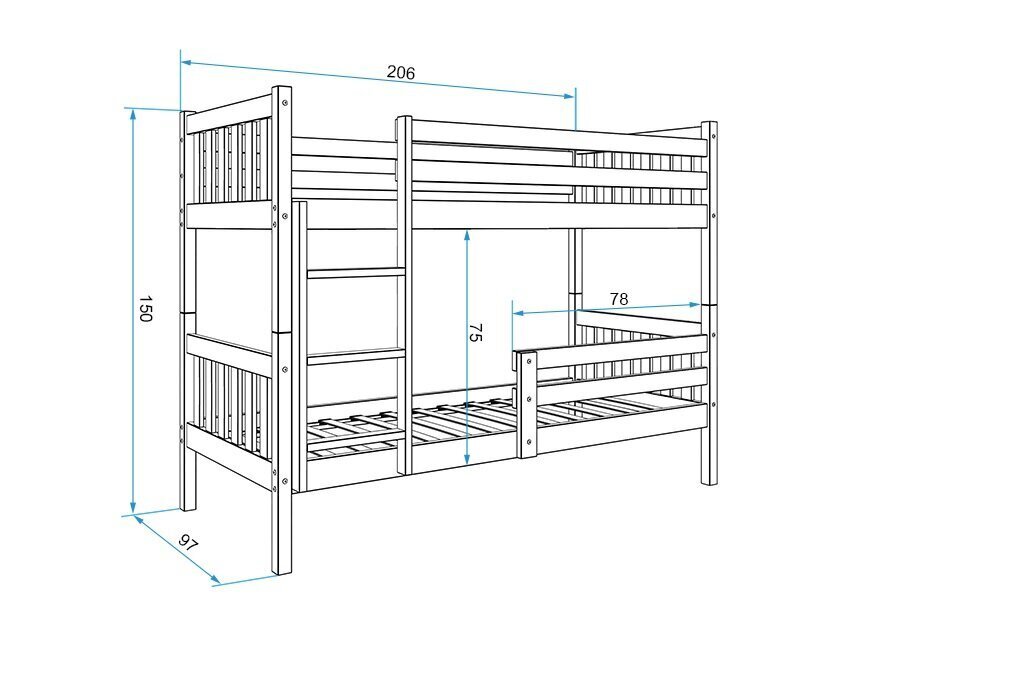 Dviaukštė lova BMS135B kaina ir informacija | Vaikiškos lovos | pigu.lt