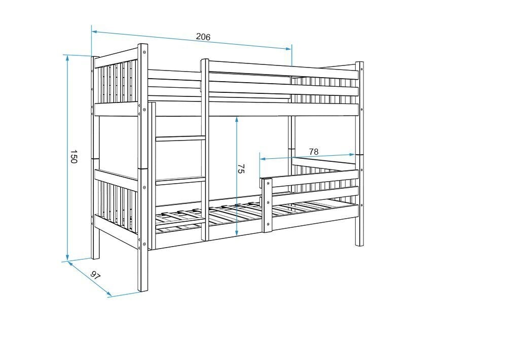 Dviaukštė lova BMS135P kaina ir informacija | Vaikiškos lovos | pigu.lt