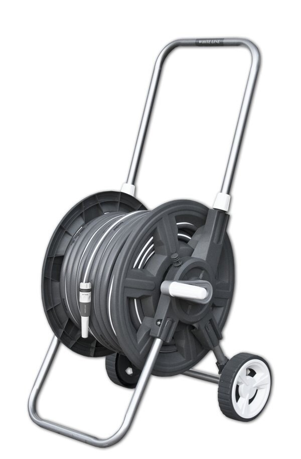 Žarnos vežimėlis su žarna ir priedais Bradas WHITE SILVER 1/2" 20m kaina ir informacija | Laistymo įranga, purkštuvai | pigu.lt