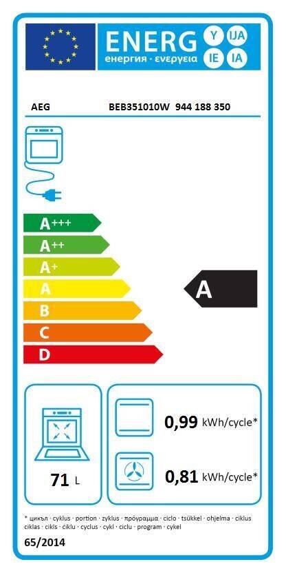 AEG BEB351010W kaina ir informacija | Orkaitės | pigu.lt