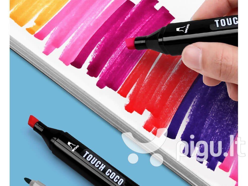 Dvipusiai markeriai-flomasteriai Touch, 60 vnt +Užrašų knygelė kaina ir informacija | Piešimo, tapybos, lipdymo reikmenys | pigu.lt