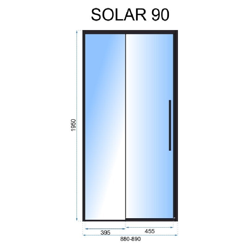 Dušo durys Solar Black, 90x195 cm kaina ir informacija | Dušo durys ir sienelės | pigu.lt