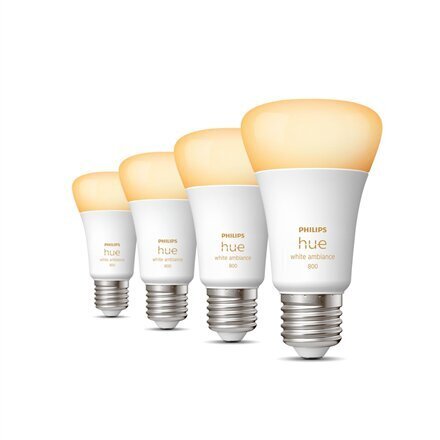 Išmaniosios LED lemputės Philips Hue E27 6W 570lm, 4 vnt kaina ir informacija | Elektros lemputės | pigu.lt