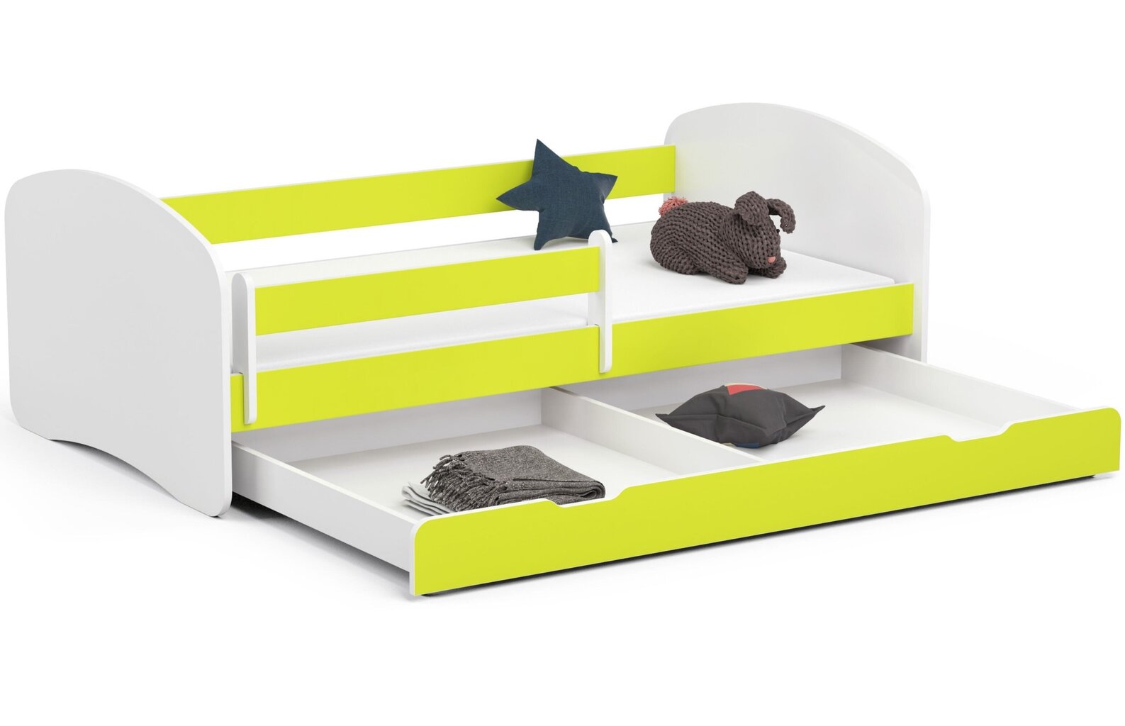 Vaikiška lova NORE Smile, 180x90 cm, balta/žalia kaina ir informacija | Vaikiškos lovos | pigu.lt