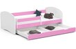 Vaikiška lova NORE Smile, 180x90 cm, balta/rožinė kaina ir informacija | Vaikiškos lovos | pigu.lt