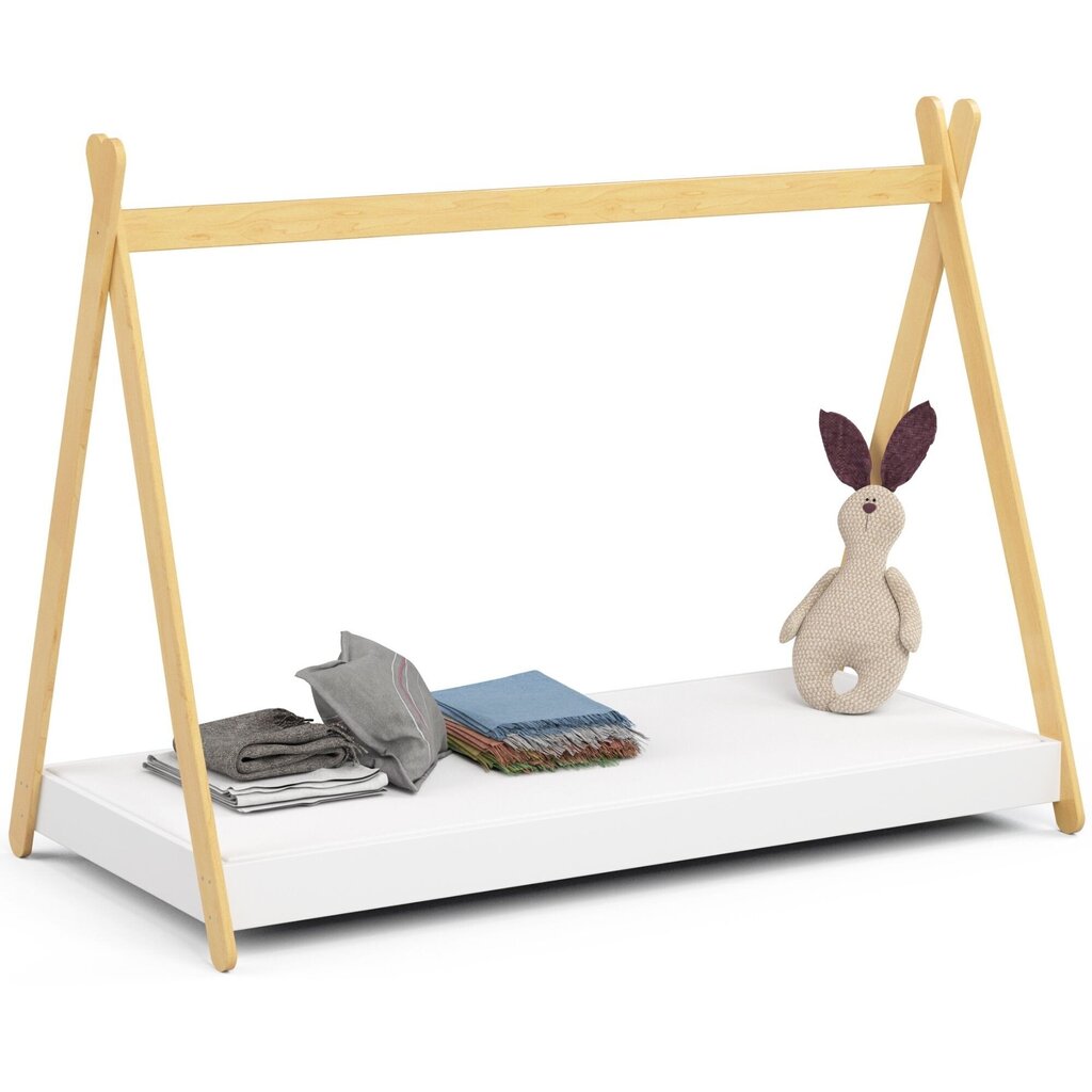 Vaikiška lova su čiužiniu NORE Gem, 180x80, balta kaina ir informacija | Vaikiškos lovos | pigu.lt