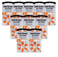 Элементы Rayovac Extra Advanced 13 для слуховых аппаратов, 60 шт. цена и информация | Батарейки | pigu.lt